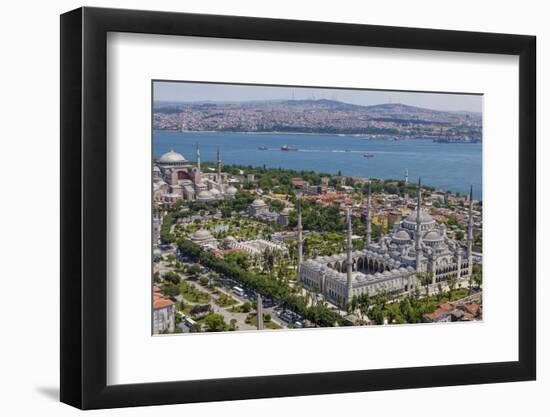 Hagia Sophia and the Blue Mosque, Aerial, Bosphorus, Istanbul, Turkey-Ali Kabas-Framed Photographic Print