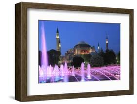 Hagia Sophia (Aya Sofya) at night, UNESCO World Heritage Site, Sultanahmet Square Park, Istanbul, T-Wendy Connett-Framed Photographic Print