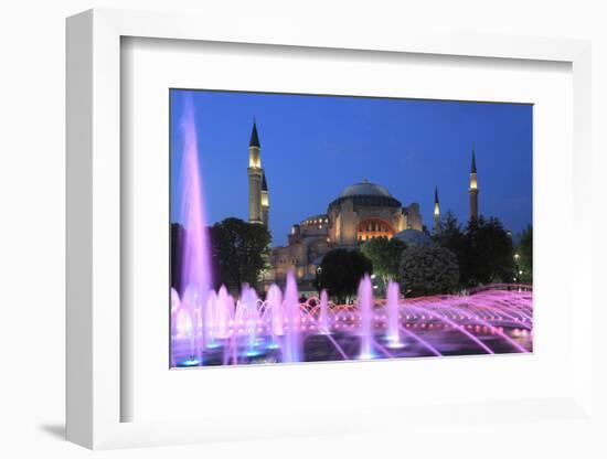 Hagia Sophia (Aya Sofya) at night, UNESCO World Heritage Site, Sultanahmet Square Park, Istanbul, T-Wendy Connett-Framed Photographic Print