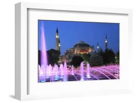 Hagia Sophia (Aya Sofya) at night, UNESCO World Heritage Site, Sultanahmet Square Park, Istanbul, T-Wendy Connett-Framed Photographic Print