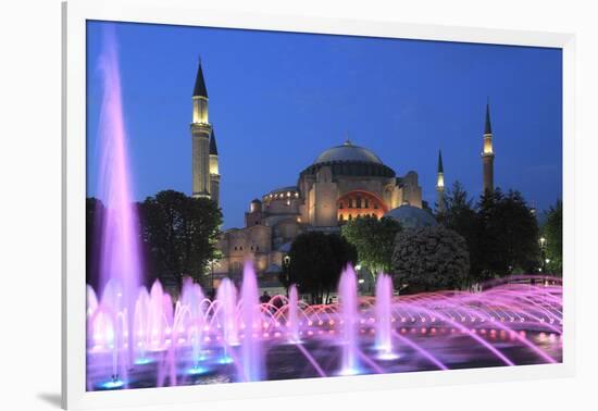 Hagia Sophia (Aya Sofya) at night, UNESCO World Heritage Site, Sultanahmet Square Park, Istanbul, T-Wendy Connett-Framed Photographic Print