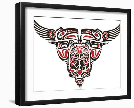 Haida Style Tattoo Design Created With Animal Images-Arty-Framed Art Print