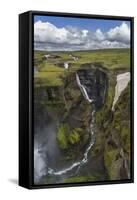 Haifoss Waterfalls, Thjorsardalur Valley, Iceland-Arctic-Images-Framed Stretched Canvas
