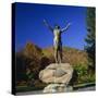 Hail to the Sunrise Statue of Mohawk Indian, on the Mohawk Trail, Massachusetts, New England, USA-Roy Rainford-Stretched Canvas