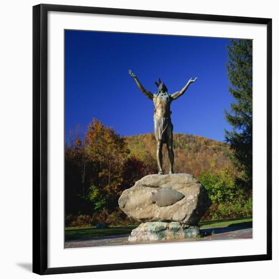 Hail to the Sunrise Statue of Mohawk Indian, on the Mohawk Trail, Massachusetts, New England, USA-Roy Rainford-Framed Photographic Print