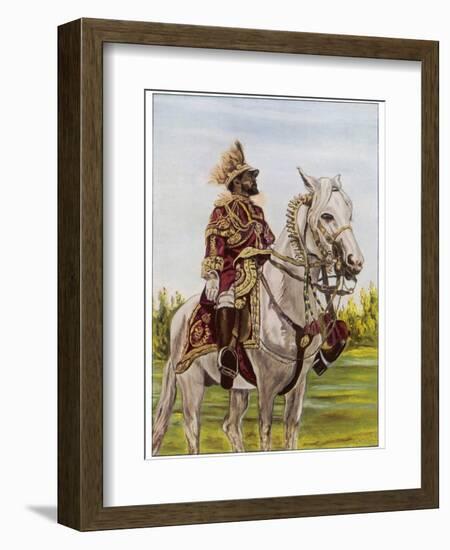 Haile Selassie Emperor of Ethiopia on His Horse-O. De Goguine-Framed Photographic Print