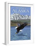 Haines, Alaska, Eagle Fishing-Lantern Press-Framed Art Print