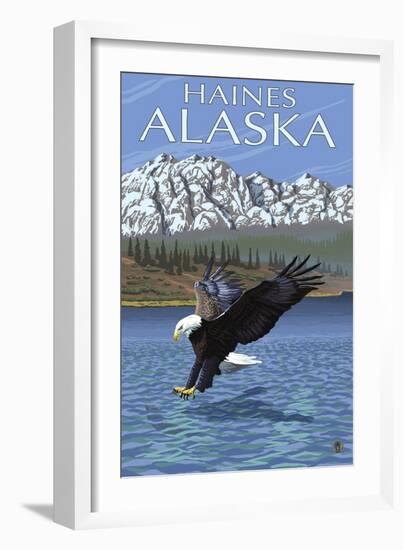 Haines, Alaska, Eagle Fishing-Lantern Press-Framed Art Print