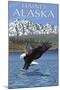 Haines, Alaska, Eagle Fishing-Lantern Press-Mounted Art Print