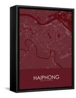 Haiphong, Viet Nam Red Map-null-Framed Stretched Canvas