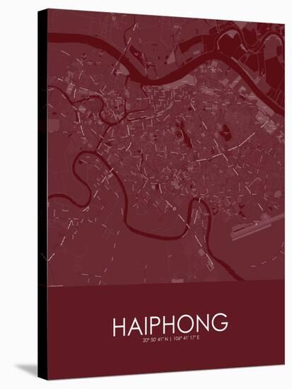 Haiphong, Viet Nam Red Map-null-Stretched Canvas