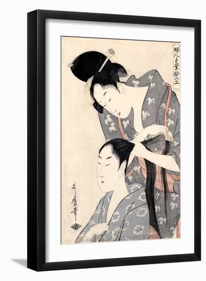 Hairdresser from the Series 'Twelve Types of Women's Handicraft', C.1797-98-Kitagawa Utamaro-Framed Giclee Print