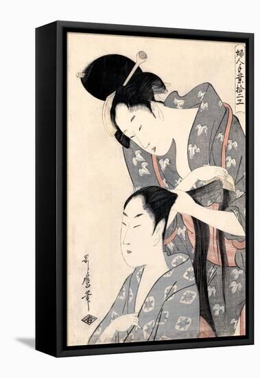 Hairdresser from the Series 'Twelve Types of Women's Handicraft', C.1797-98-Kitagawa Utamaro-Framed Stretched Canvas