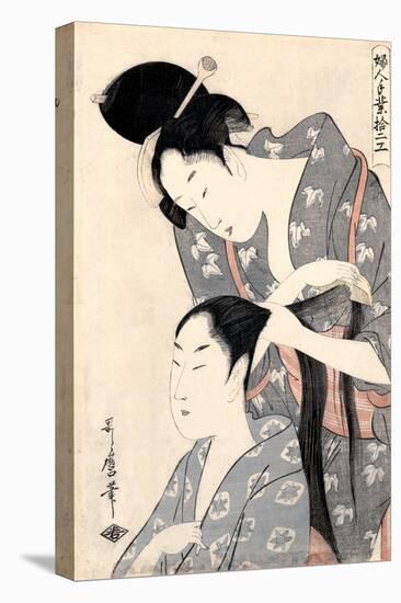 Hairdresser from the Series 'Twelve Types of Women's Handicraft', C.1797-98-Kitagawa Utamaro-Stretched Canvas