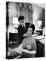 Hairdresser Ross McArthur Giving Finishing Touch to Former Child Star Shirley Temple's Hair-Alfred Eisenstaedt-Stretched Canvas