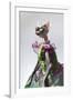 Hairless sphinx cat wearing pearls poses for a portrait-James White-Framed Photographic Print