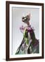 Hairless sphinx cat wearing pearls poses for a portrait-James White-Framed Photographic Print