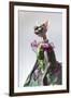 Hairless sphinx cat wearing pearls poses for a portrait-James White-Framed Premium Photographic Print