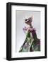 Hairless sphinx cat wearing pearls poses for a portrait-James White-Framed Photographic Print