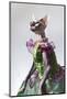Hairless sphinx cat wearing pearls poses for a portrait-James White-Mounted Photographic Print