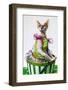 Hairless sphinx cat wearing pearls poses for a portrait-James White-Framed Photographic Print