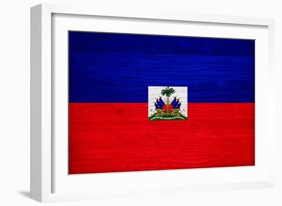 Haiti Flag Design with Wood Patterning - Flags of the World Series-Philippe Hugonnard-Framed Art Print