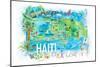 Haiti Illustrated Island Travel Map with Roads and Highlights-M. Bleichner-Mounted Art Print