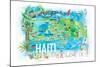 Haiti Illustrated Island Travel Map with Roads and Highlights-M. Bleichner-Mounted Art Print
