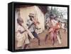 Haitian Children Playing Long Cylindrical Musical Instruments Made of Bamboo-Lynn Pelham-Framed Stretched Canvas