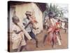 Haitian Children Playing Long Cylindrical Musical Instruments Made of Bamboo-Lynn Pelham-Stretched Canvas