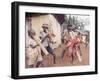 Haitian Children Playing Long Cylindrical Musical Instruments Made of Bamboo-Lynn Pelham-Framed Photographic Print