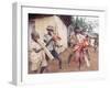 Haitian Children Playing Long Cylindrical Musical Instruments Made of Bamboo-Lynn Pelham-Framed Photographic Print