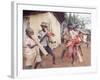 Haitian Children Playing Long Cylindrical Musical Instruments Made of Bamboo-Lynn Pelham-Framed Photographic Print