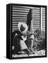 Haitian Native Engaged in a Siesta Next to Giant American Toothbrush Ad He Totes Around the Streets-Rex Hardy Jr.-Framed Stretched Canvas