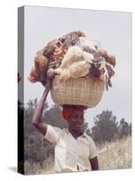 Haitian Woman Carrying Large Basket with Her Market Shopping on Her Head-Lynn Pelham-Stretched Canvas