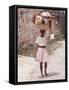 Haitian Woman Carrying Large Basket with Her Market Shopping on Her Head-Lynn Pelham-Framed Stretched Canvas