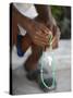 Haitian Woman Praying With Prayer Beads, Port Au Prince, Haiti, West Indies, Central America-null-Stretched Canvas