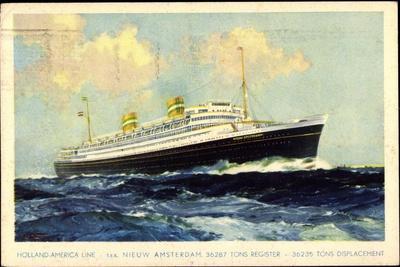 Nieu Amsterdam A4 Glossy Vintage Cruise Line Poster Art Print Holland-America Line S.S