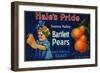 Hale's Pride Pear Crate Label - Suisun, CA-Lantern Press-Framed Art Print