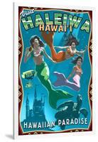 Haleiwa, Hawai'i - Mermaids-Lantern Press-Framed Art Print