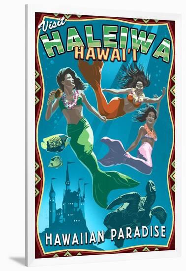 Haleiwa, Hawai'i - Mermaids-Lantern Press-Framed Art Print