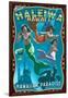 Haleiwa, Hawai'i - Mermaids-Lantern Press-Framed Art Print