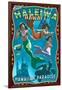 Haleiwa, Hawai'i - Mermaids-Lantern Press-Framed Art Print