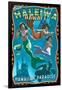 Haleiwa, Hawai'i - Mermaids-Lantern Press-Framed Art Print