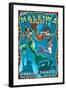 Haleiwa, Hawai'i - Mermaids-Lantern Press-Framed Art Print