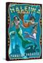 Haleiwa, Hawai'i - Mermaids-Lantern Press-Framed Stretched Canvas