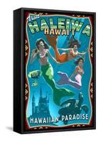 Haleiwa, Hawai'i - Mermaids-Lantern Press-Framed Stretched Canvas