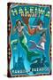 Haleiwa, Hawai'i - Mermaids-Lantern Press-Stretched Canvas