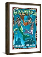 Haleiwa, Hawai'i - Mermaids-Lantern Press-Framed Art Print