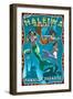 Haleiwa, Hawai'i - Mermaids-Lantern Press-Framed Art Print